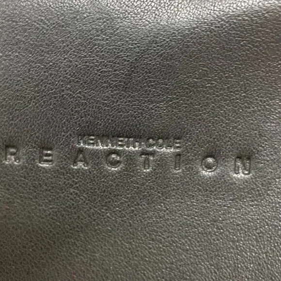 Kennth Cole Reaction Chic Edgy Black Leather bag/Studs & Chain Bronze Accents - Picture 5 of 9